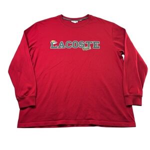 Lacoste Y2K Collegiate Spellout Long Sleeve Red 3XLB